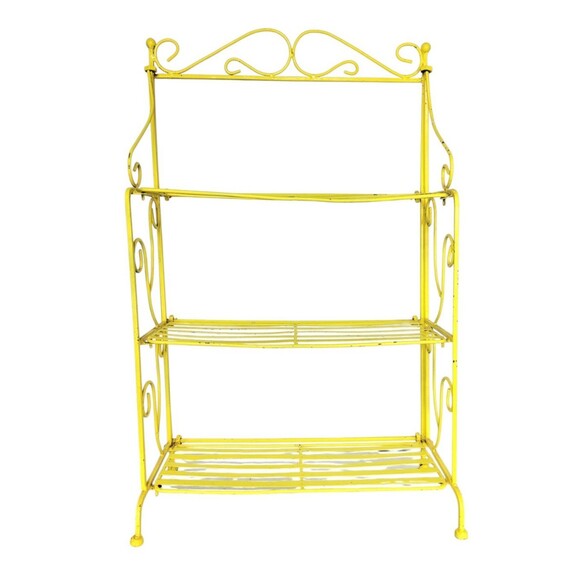 VTG 30s 40s Scroll Wrought Iron Three Shelf Patio Folding Bookcase Plant Stand - Picture 10 of 13